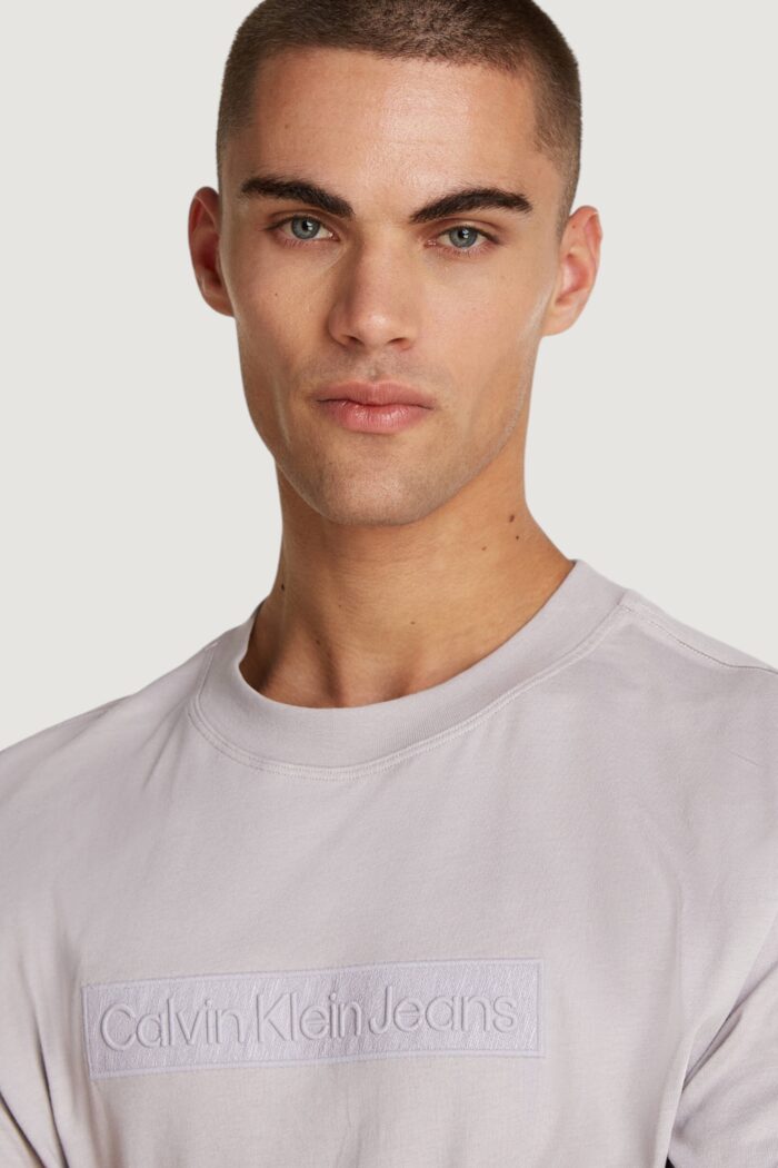 T-shirt Calvin Klein Jeans embroidered box tee Glicine