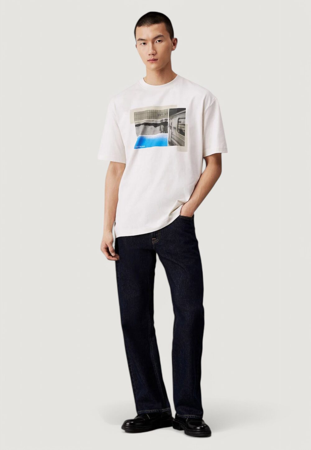 T-shirt Calvin Klein Jeans city poster street t Panna - Foto 3