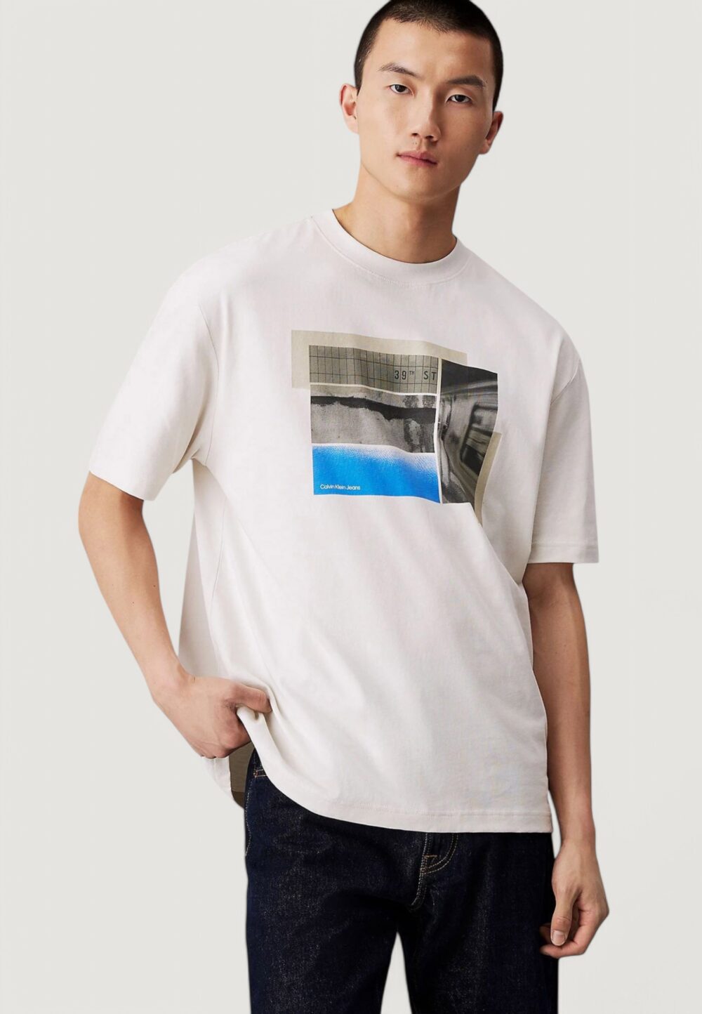 T-shirt Calvin Klein Jeans city poster street t Panna - Foto 1