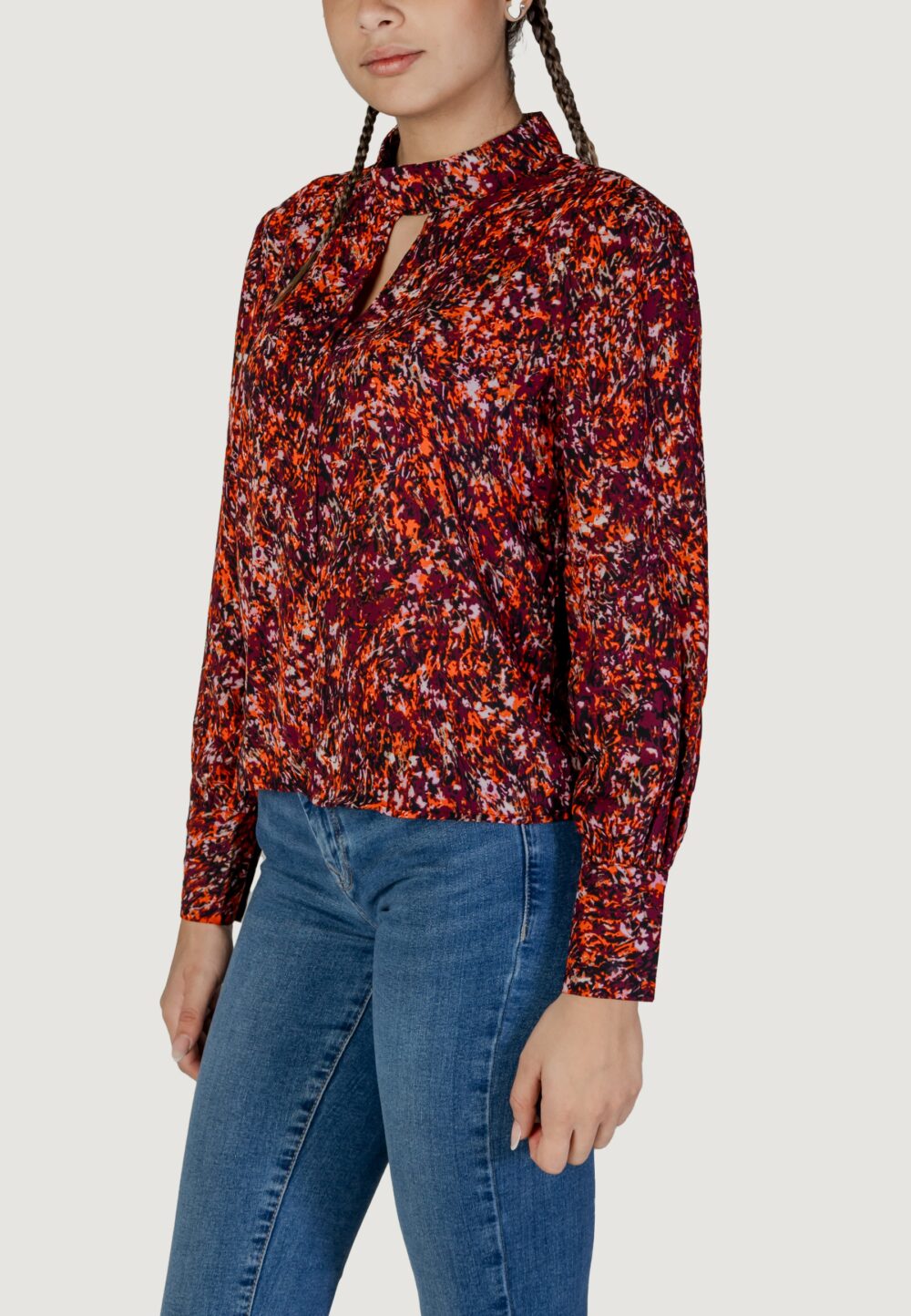 Bluse manica lunga Jacqueline de Yong jdybase l/s high neck keyhole wvn Arancione - Foto 2