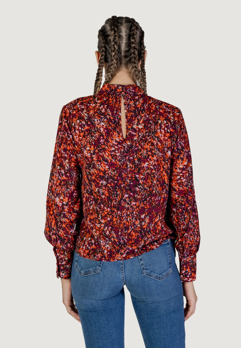 Bluse manica lunga Jacqueline de Yong jdybase l/s high neck keyhole wvn Arancione - Foto 4