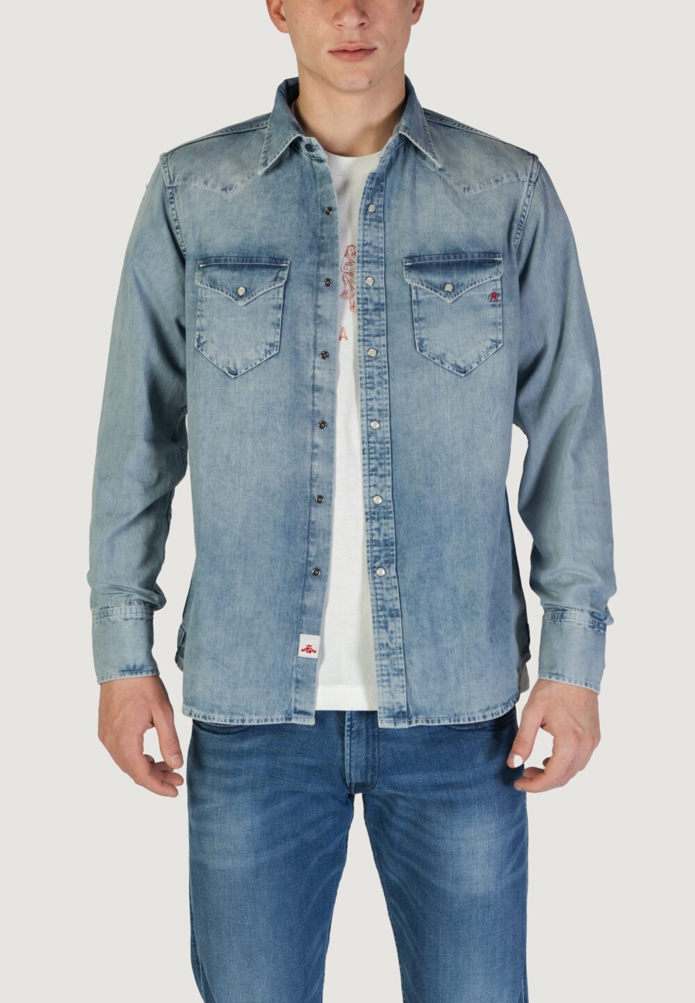 Camicia manica lunga Replay Denim chiaro - Foto 1