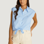 Camicia manica corta Tommy Hilfiger Jeans tjw poplin front Celeste - Foto 1