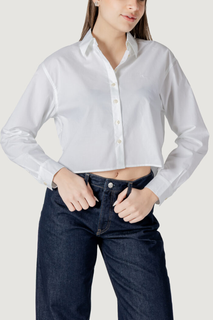 Camicia manica lunga Calvin Klein Jeans ls poplin shirt Bianco
