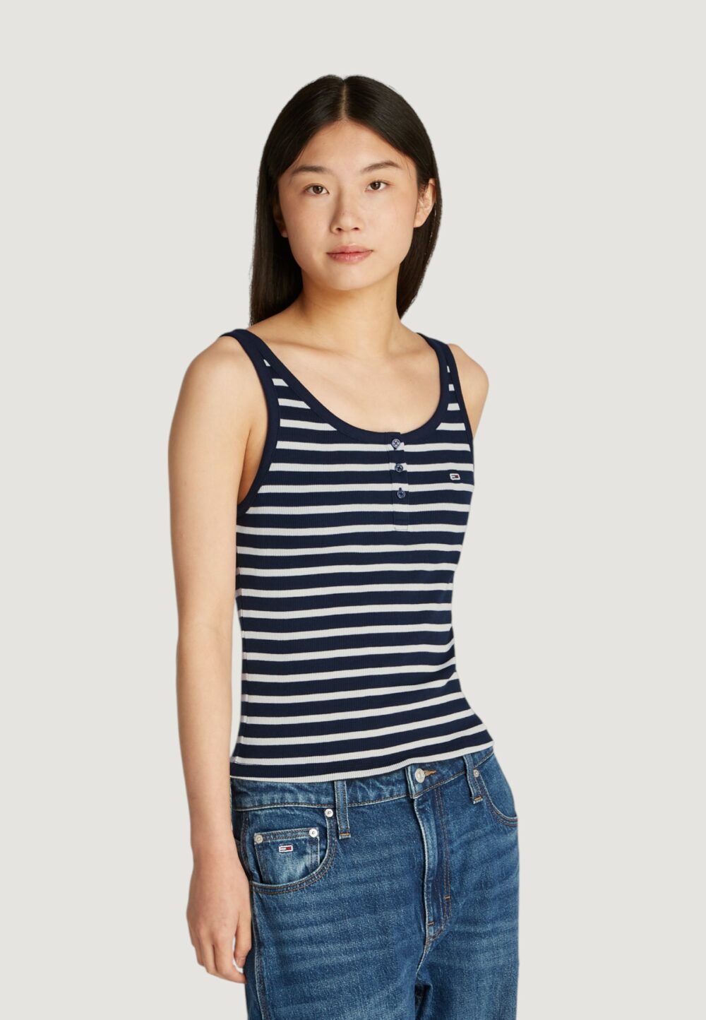 Canotta Tommy Hilfiger Jeans tjw button tank Blue scuro - Foto 1