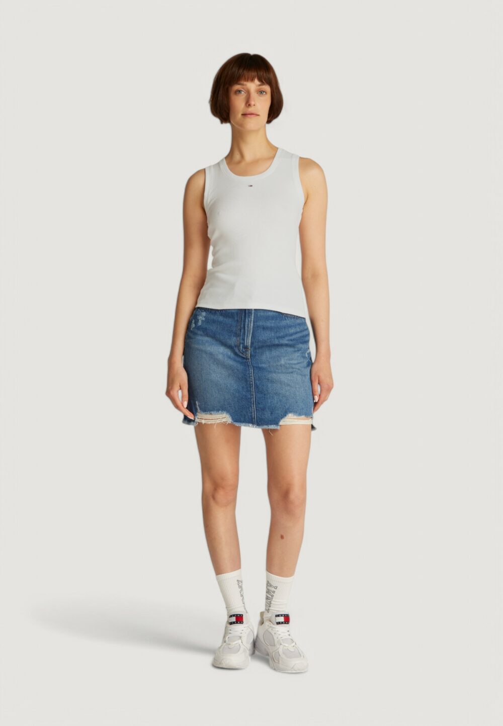 Canotta Tommy Hilfiger Jeans tjw essential rib Panna - Foto 4
