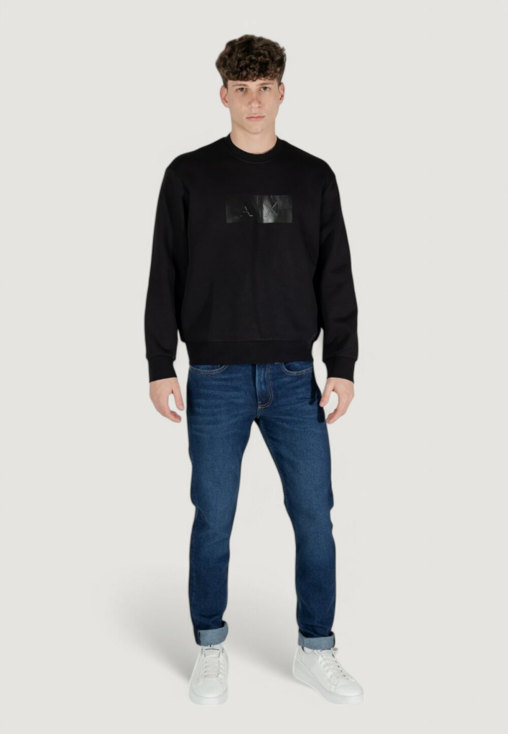 Felpa senza cappuccio Armani Exchange Nero - Foto 8