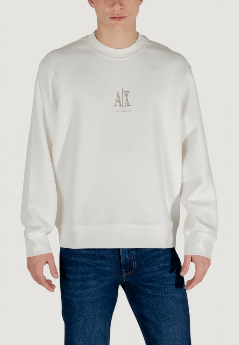 Felpa senza cappuccio Armani Exchange Panna - Foto 1