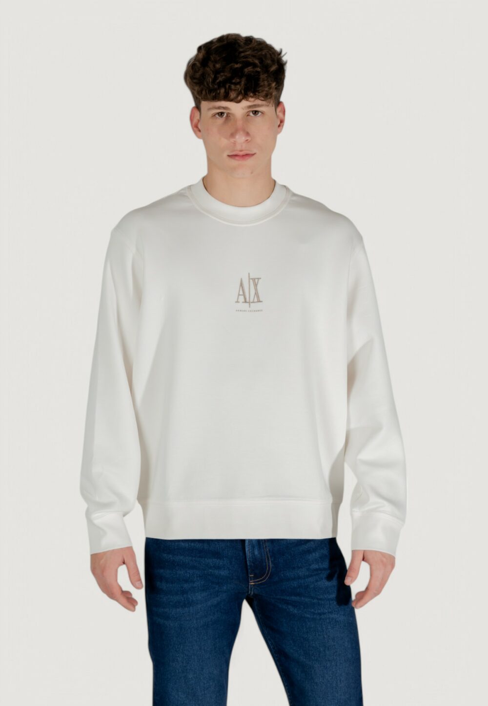 Felpa senza cappuccio Armani Exchange Panna - Foto 6