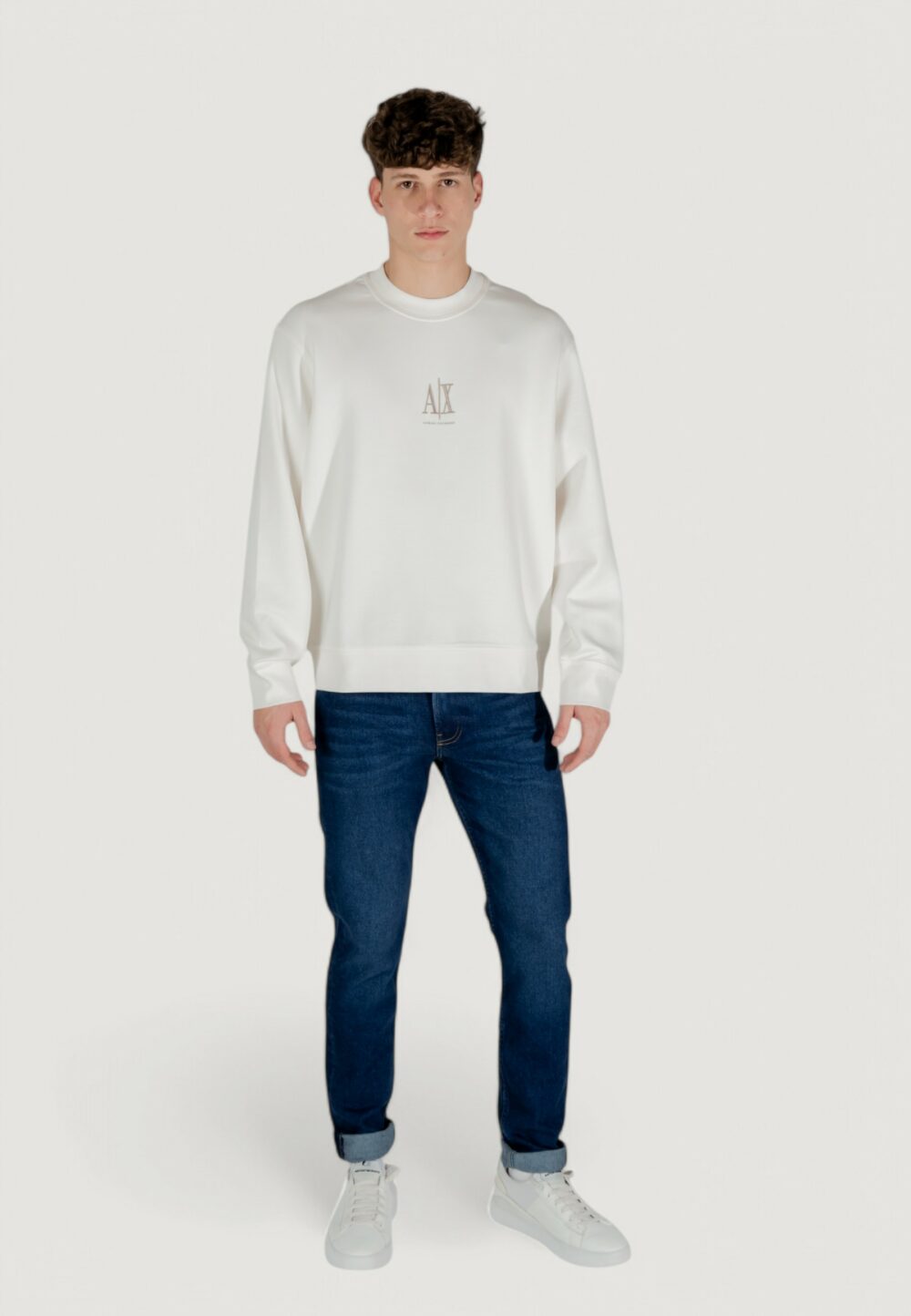 Felpa senza cappuccio Armani Exchange Panna - Foto 7