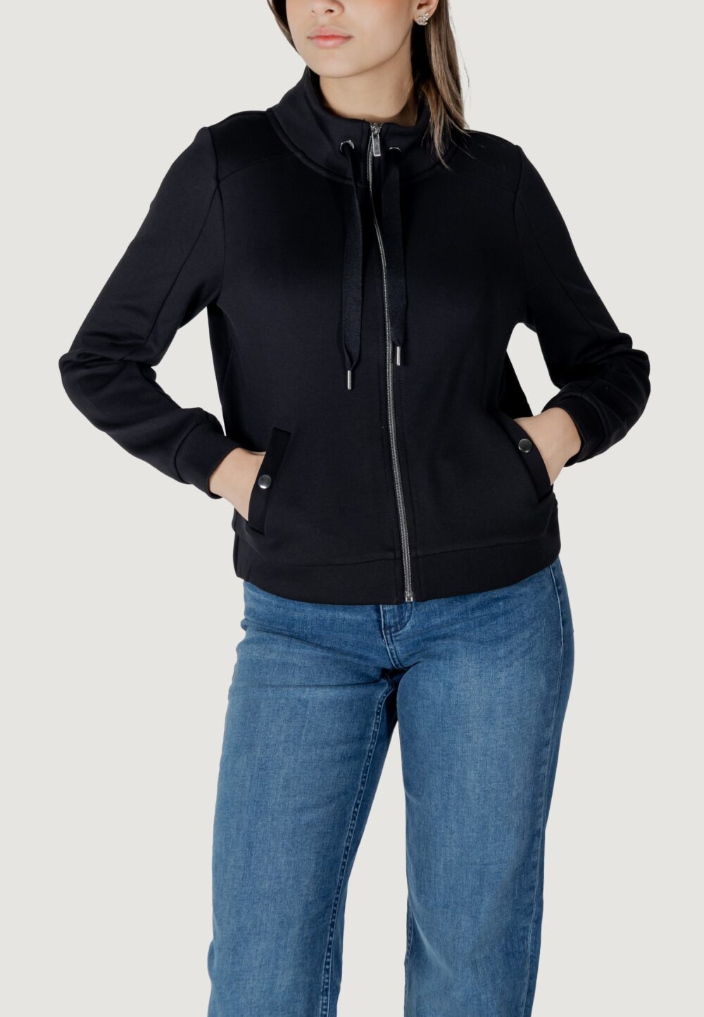 Felpa senza cappuccio Street One ltd qr zipper jacket w.strings Nero - Foto 1