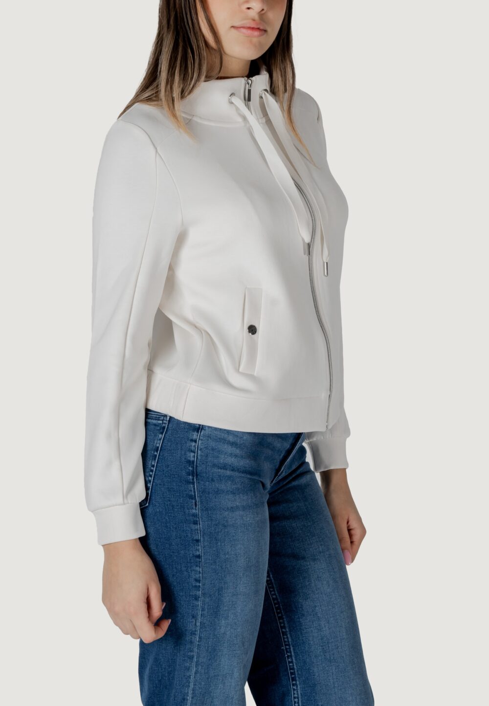 Felpa senza cappuccio Street One ltd qr zipper jacket w.strings Panna - Foto 4