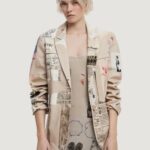 Giacca Desigual ame_newspaper collage_lacroix Beige chiaro - Foto 1