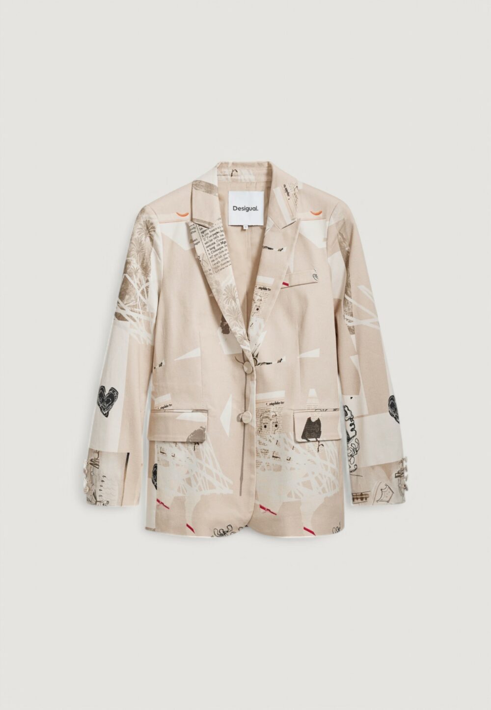 Giacca Desigual ame_newspaper collage_lacroix Beige chiaro - Foto 5