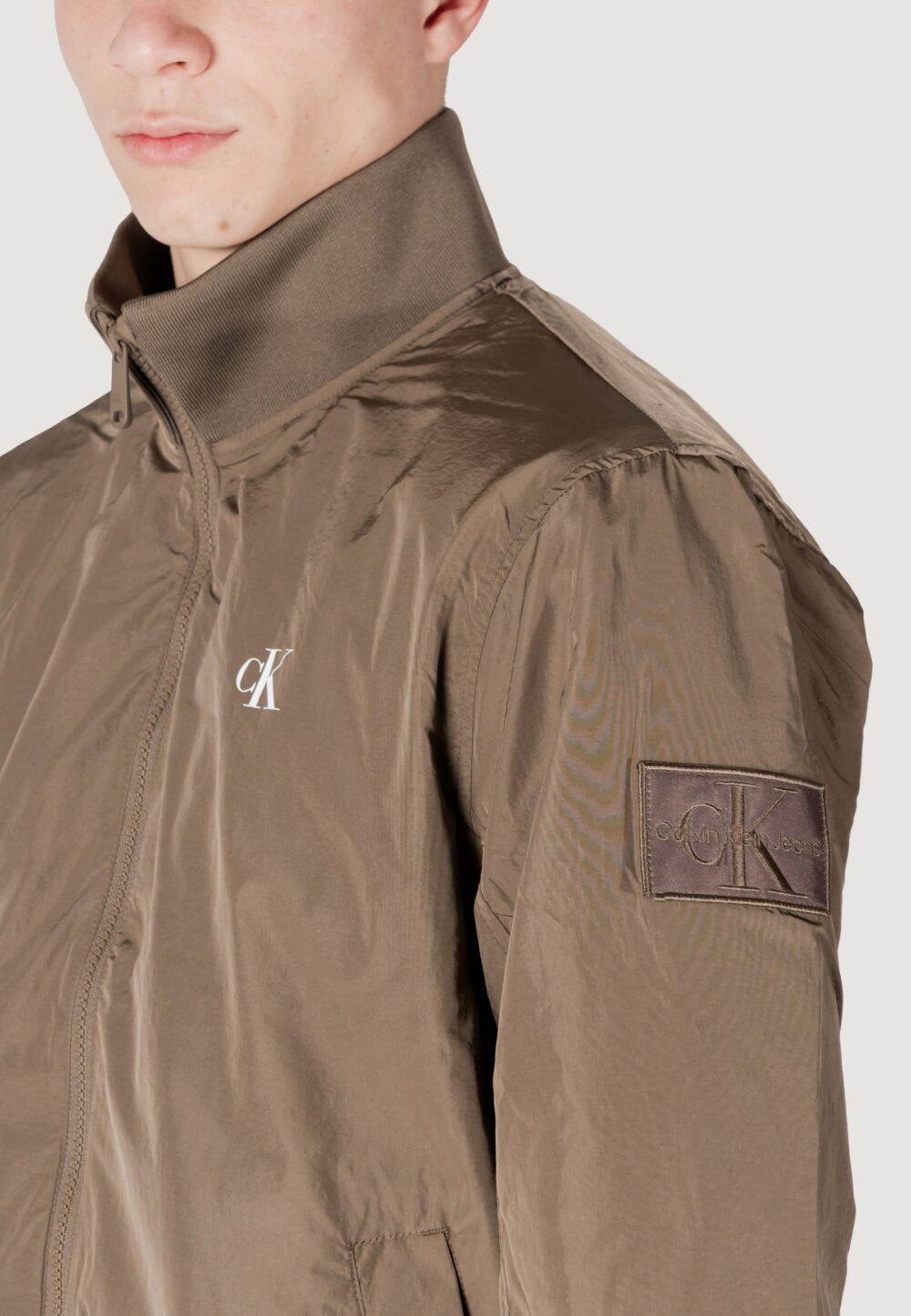 Giacchetto Calvin Klein Jeans unpadded harrington Verde Oliva - Foto 5