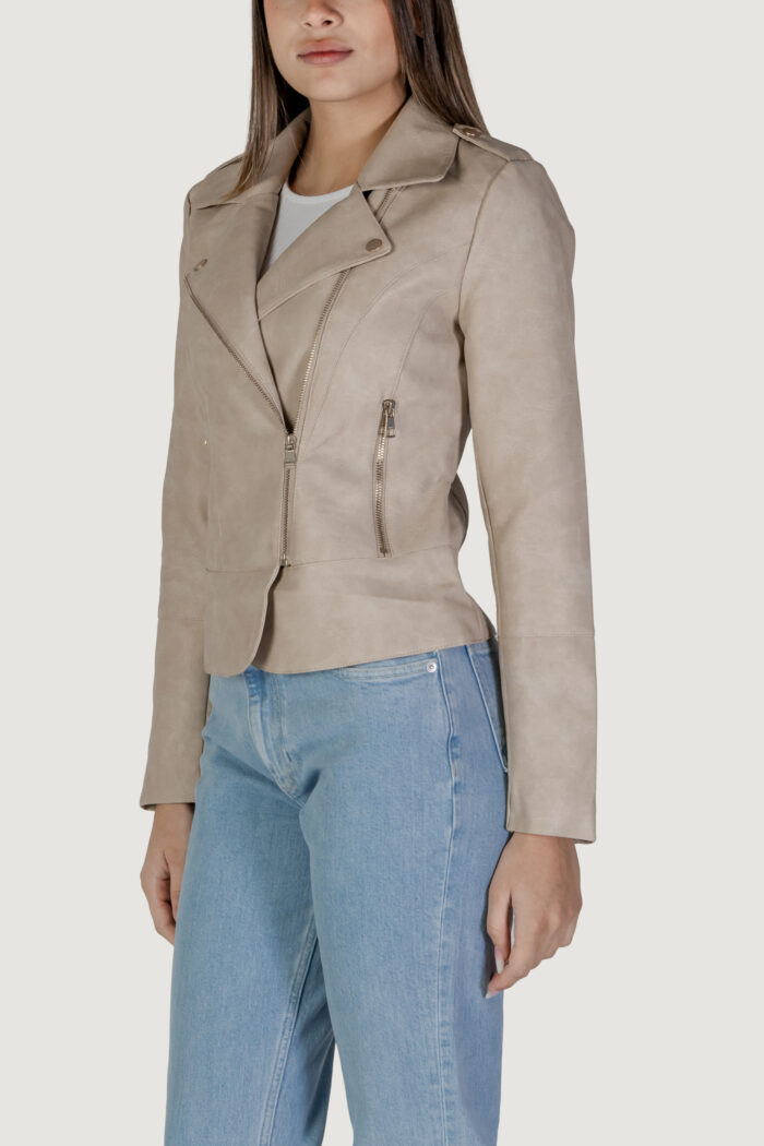Giacchetto Only onlkristel faux leather biker cc otw Beige chiaro