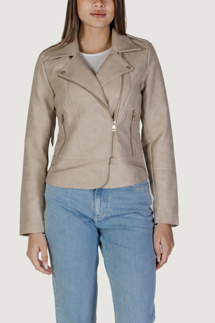 Giacchetto Only onlkristel faux leather biker cc otw Beige chiaro