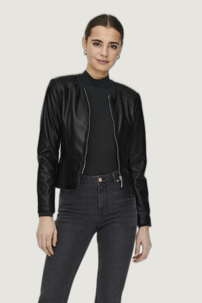 Giacchetto Only onlsaramy faux leather cc otw Nero