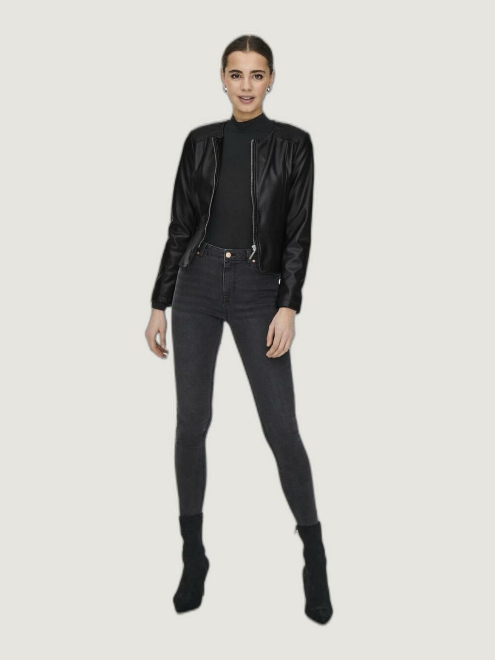 Giacchetto Only onlsaramy faux leather cc otw Nero - Foto 3