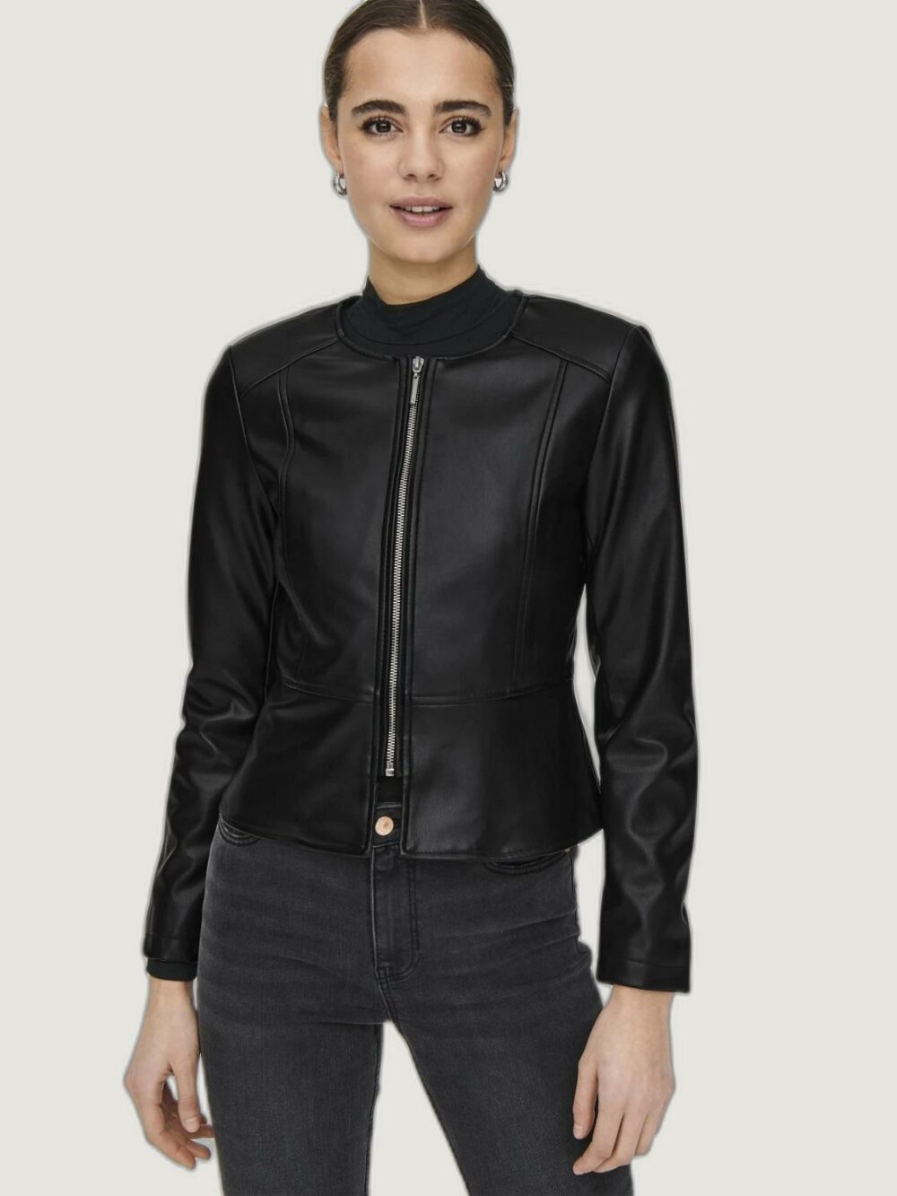 Giacchetto Only onlsaramy faux leather cc otw Nero - Foto 6