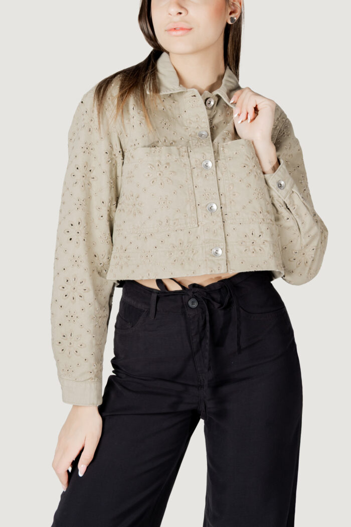 Giacchetto Only onlelsa short crochet jacket otw Taupe