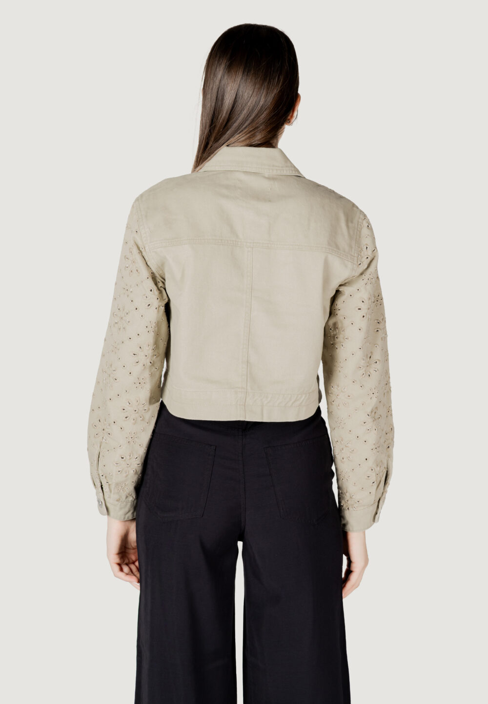 Giacchetto Only onlelsa short crochet jacket otw Taupe - Foto 4