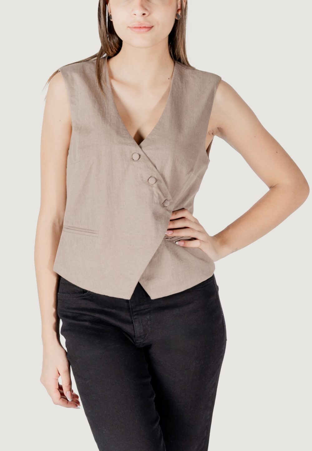 Gilet da completo Vila Clothes viflea s/l tailored Marrone - Foto 1