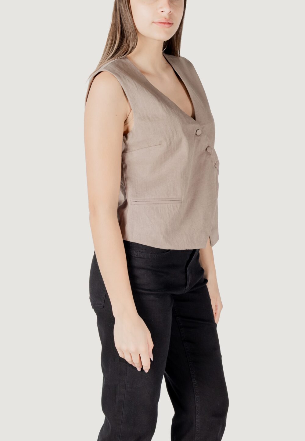 Gilet da completo Vila Clothes viflea s/l tailored Marrone - Foto 3