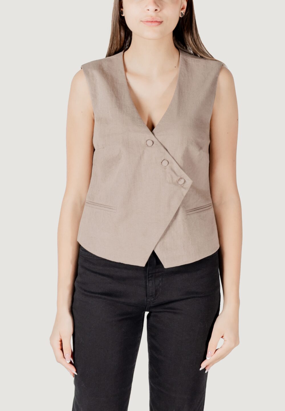 Gilet da completo Vila Clothes viflea s/l tailored Marrone - Foto 5