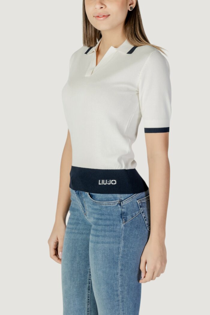 Maglia in filo manica corta Liu-Jo ecs chiusa m/c Latte