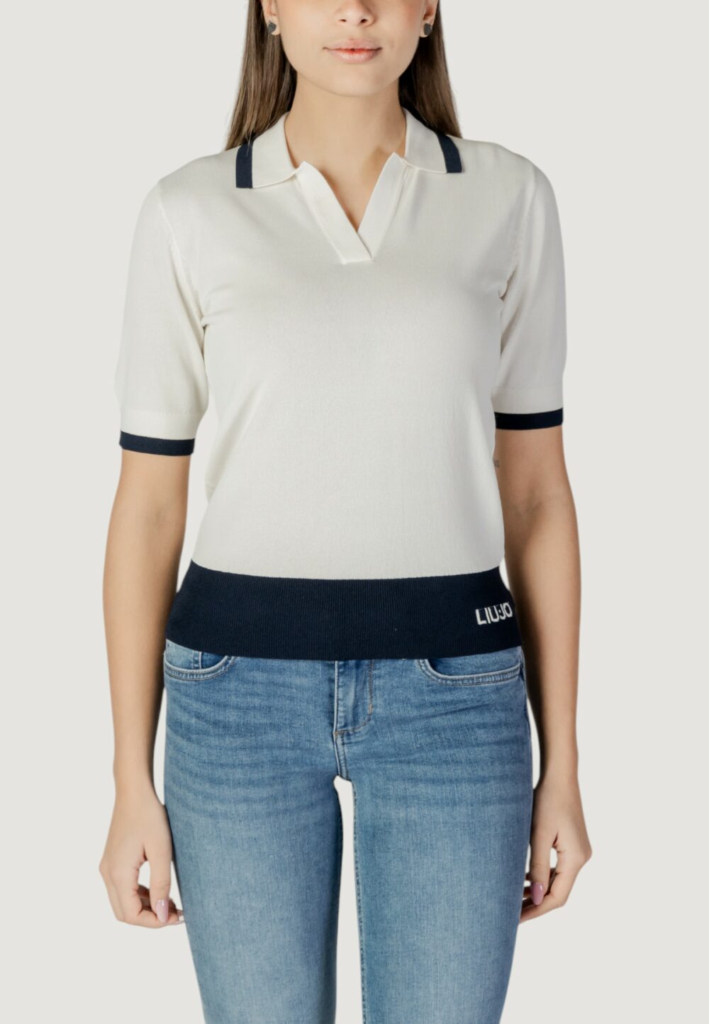 Maglia in filo manica corta Liu-Jo ecs chiusa m/c Latte - Foto 6