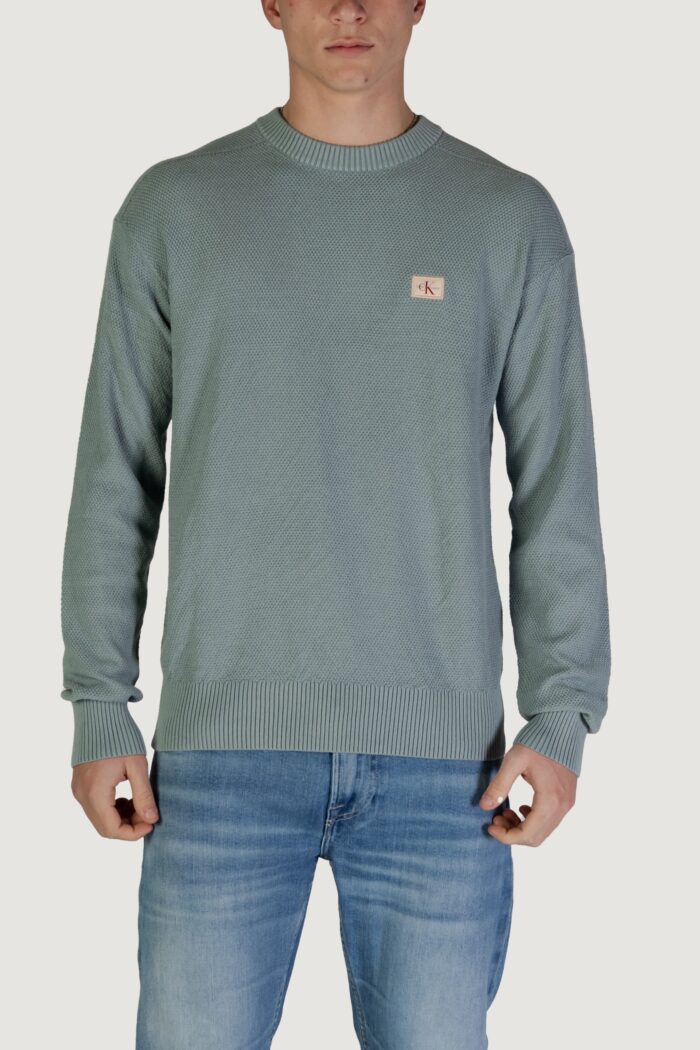 Maglione Calvin Klein Jeans casual texture Verde