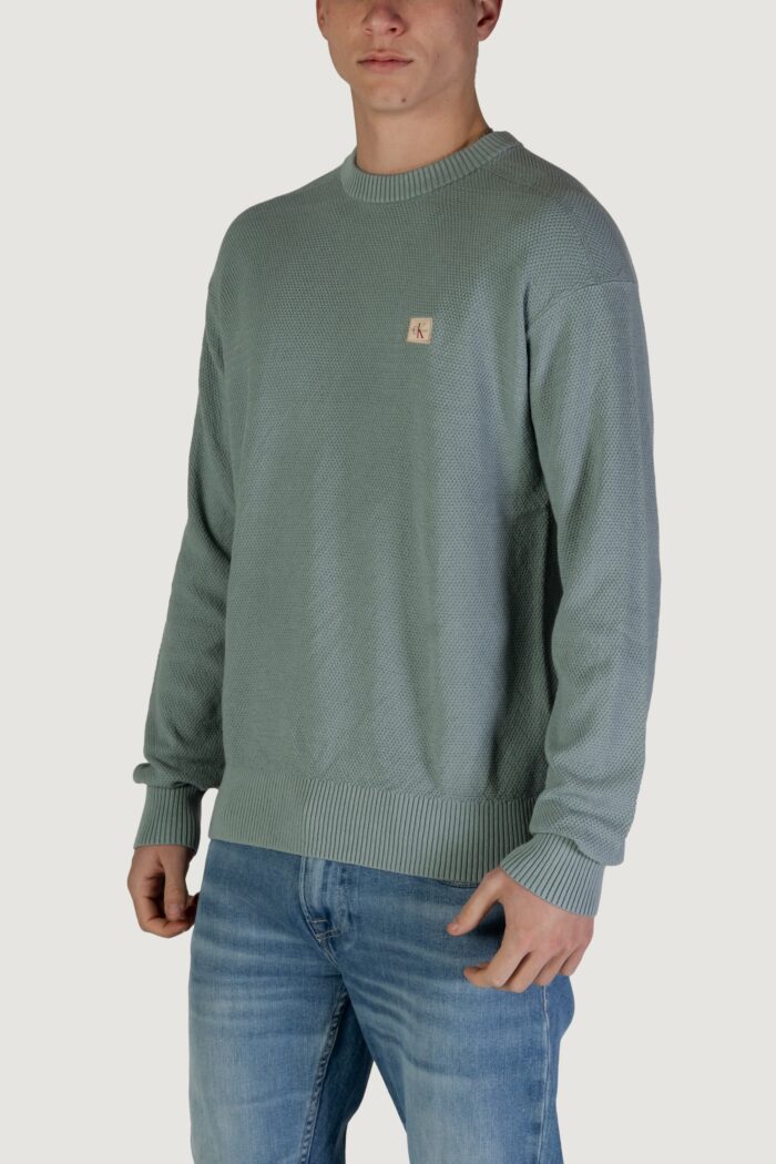 Maglione Calvin Klein Jeans casual texture Verde
