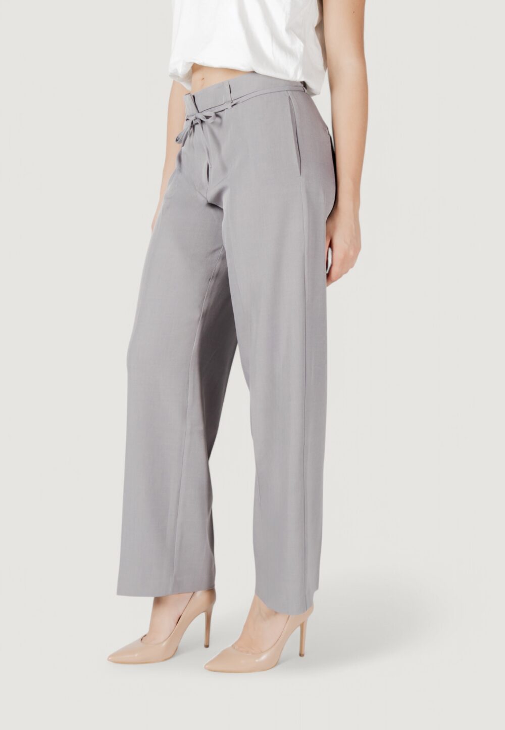 Pantaloni a palazzo Only onlmarine life mw str string pant cc tlr Grigio - Foto 2