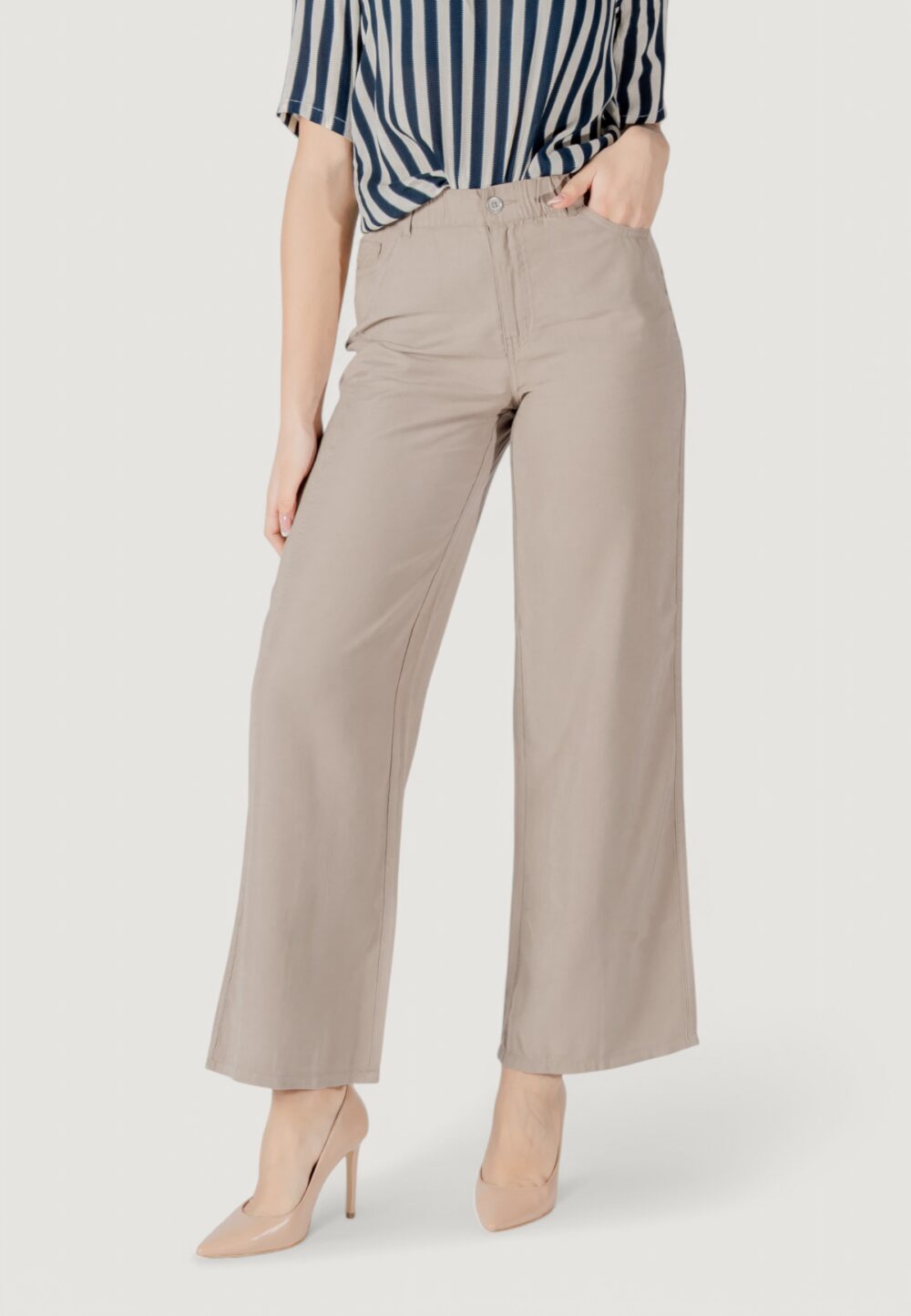 Pantaloni a palazzo Only onlaris life mw pant cc wvn Taupe - Foto 1