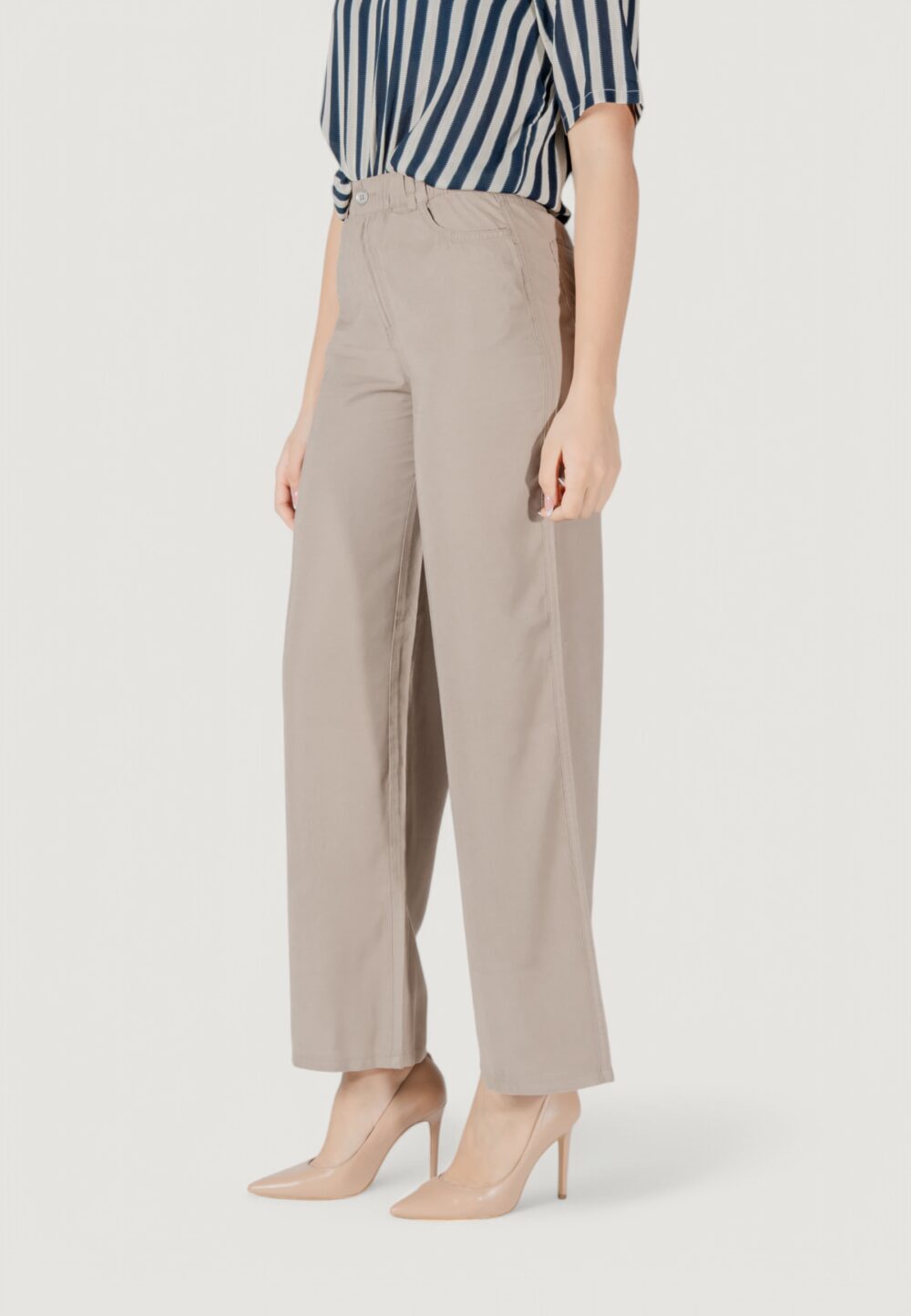 Pantaloni a palazzo Only onlaris life mw pant cc wvn Taupe - Foto 2