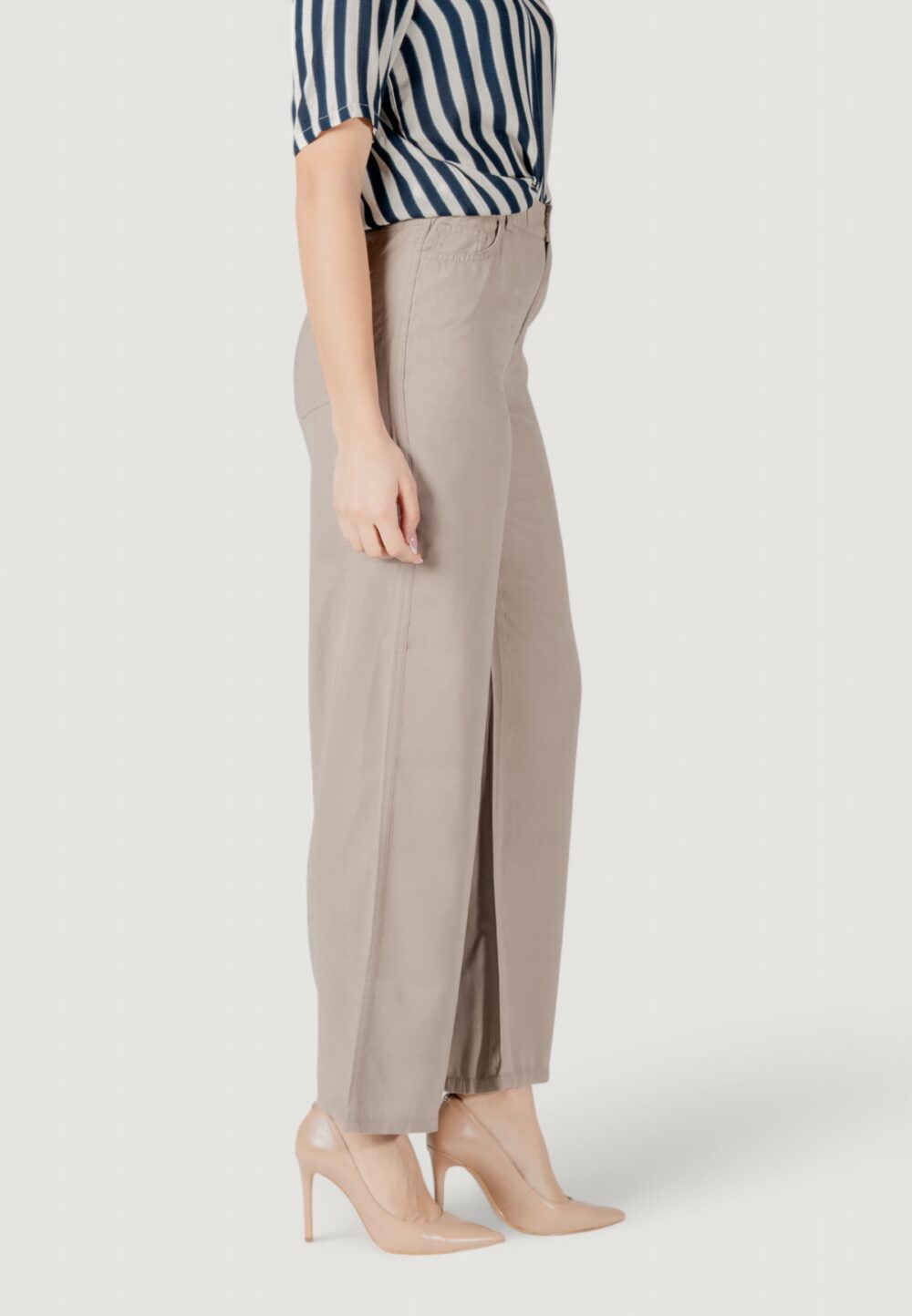 Pantaloni a palazzo Only onlaris life mw pant cc wvn Taupe - Foto 3