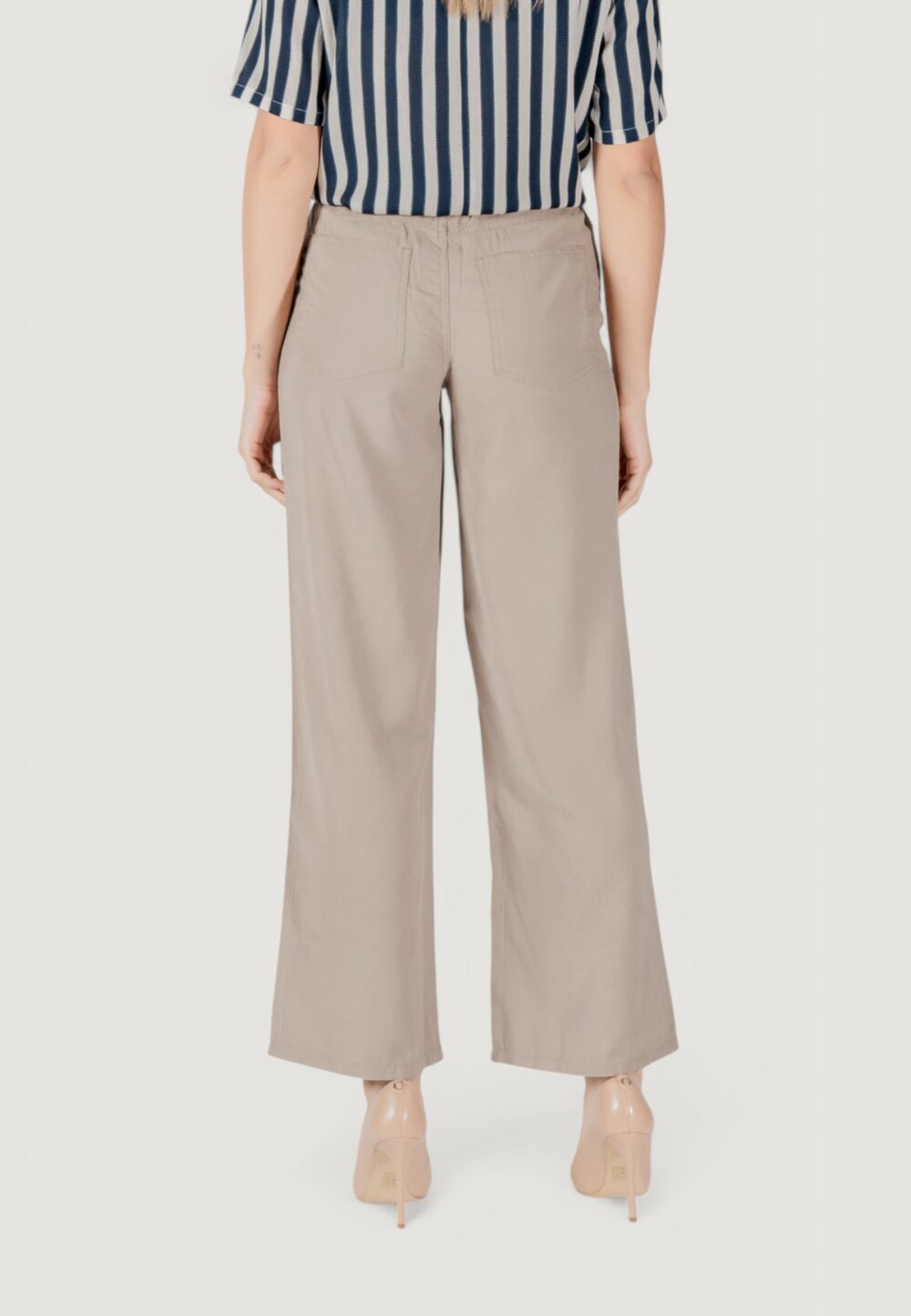 Pantaloni a palazzo Only onlaris life mw pant cc wvn Taupe - Foto 4