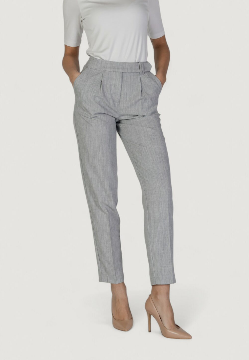 Pantaloni a sigaretta Vila Clothes visala hw/bfs Grigio Chiaro - Foto 5