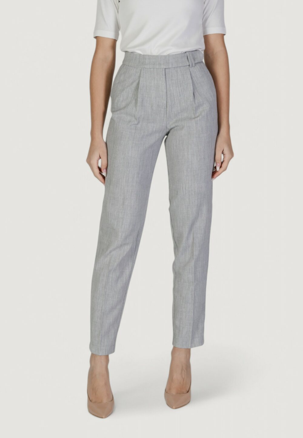 Pantaloni a sigaretta Vila Clothes visala hw/bfs Grigio Chiaro - Foto 1