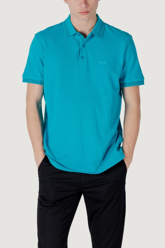 Polo manica corta Boss 10241663 Celeste