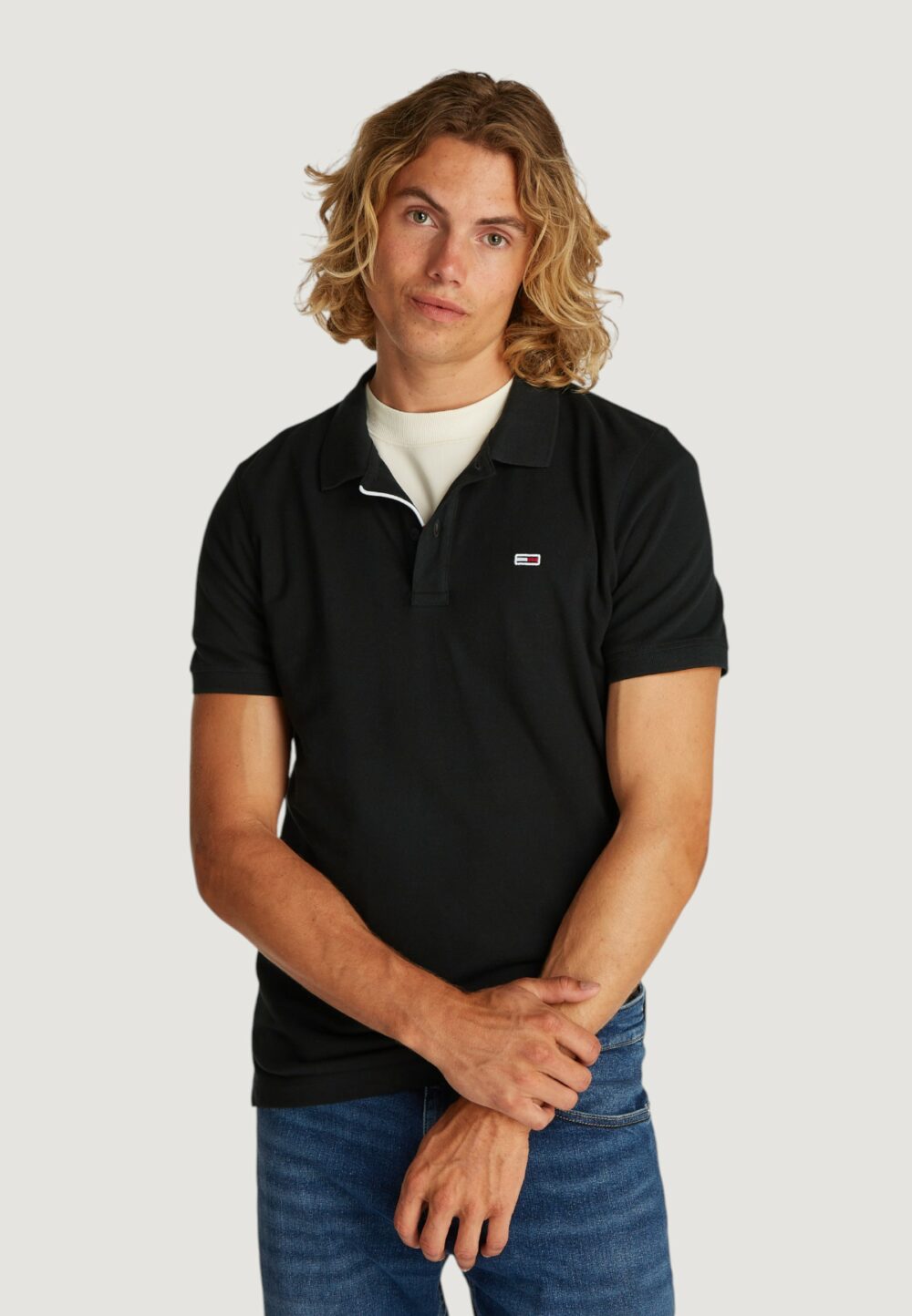 Polo manica corta Tommy Hilfiger Jeans tjm placket Nero - Foto 4