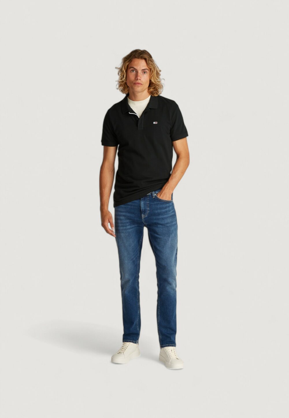 Polo manica corta Tommy Hilfiger Jeans tjm placket Nero - Foto 5