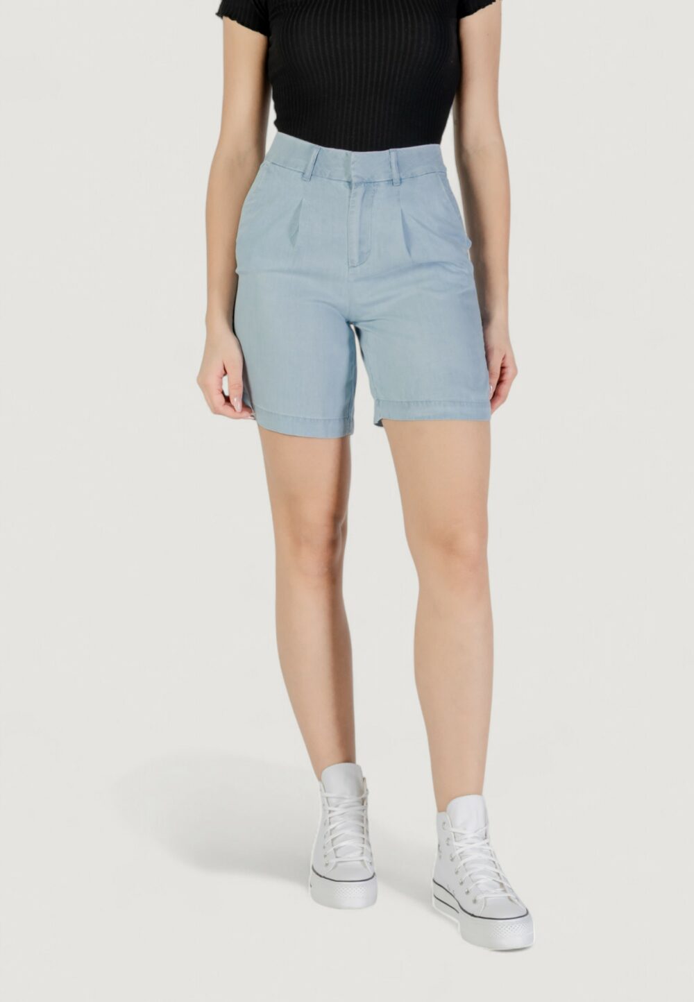 Shorts Only onlcharis life mw long short cc wvn Denim chiaro - Foto 1
