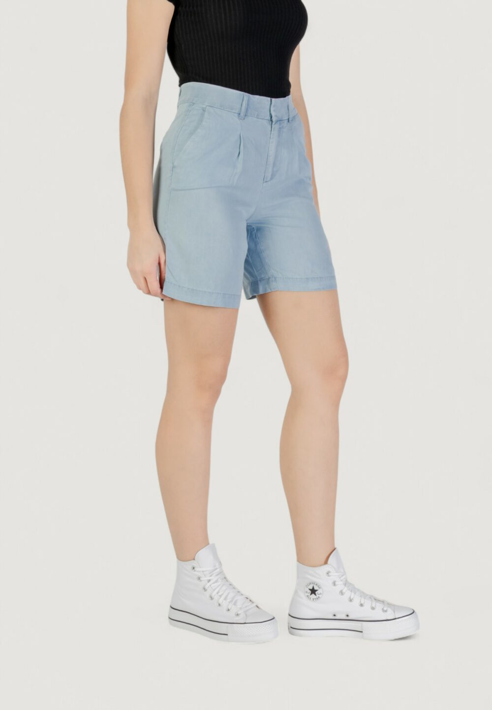 Shorts Only onlcharis life mw long short cc wvn Denim chiaro - Foto 3