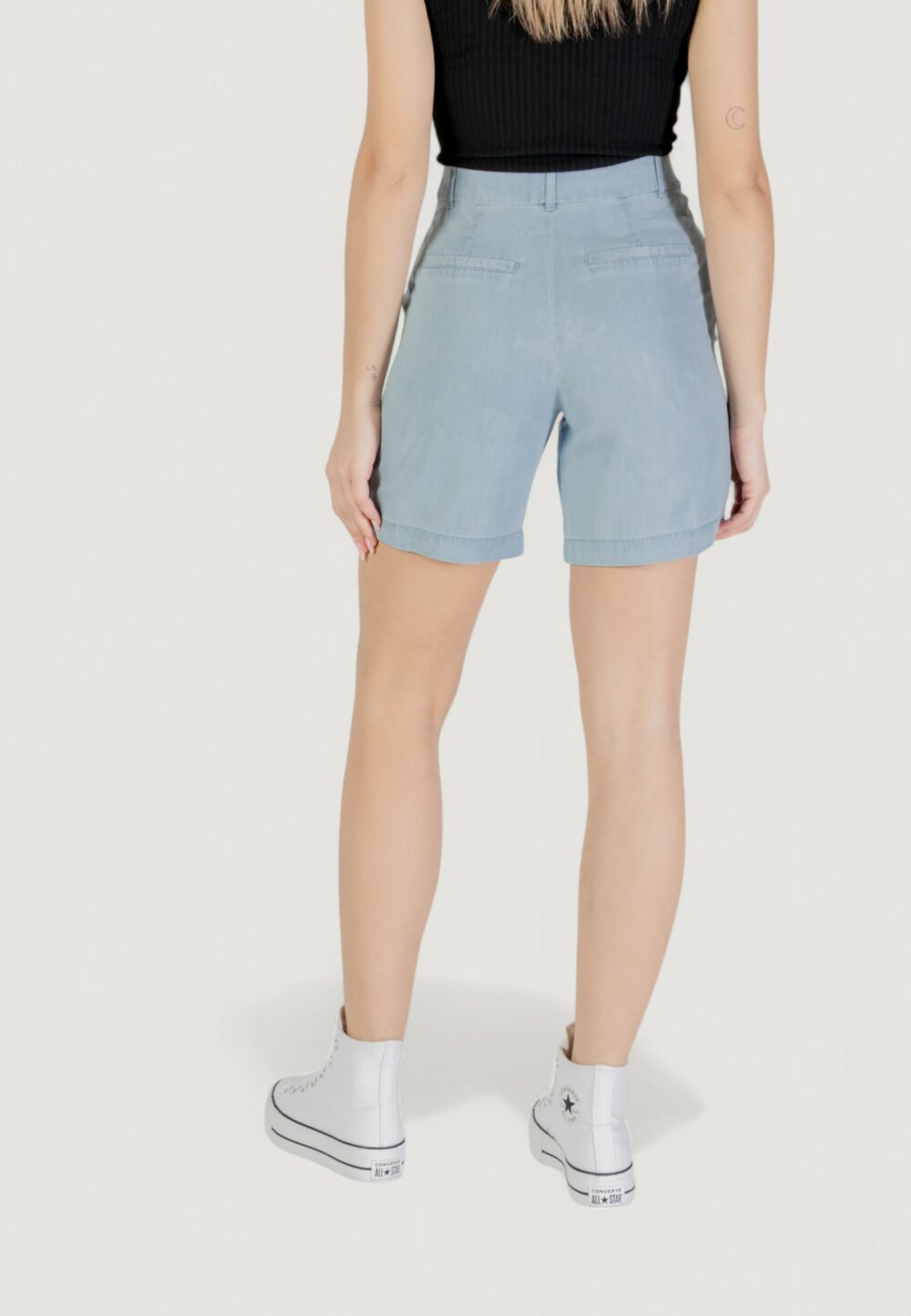 Shorts Only onlcharis life mw long short cc wvn Denim chiaro - Foto 4