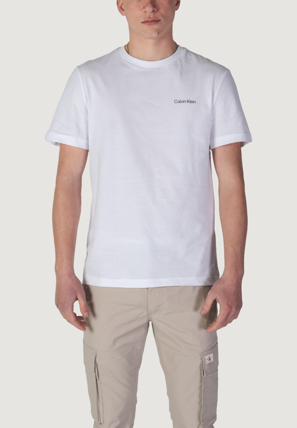 T-shirt Calvin Klein cp-linear box logo Bianco - Foto 1