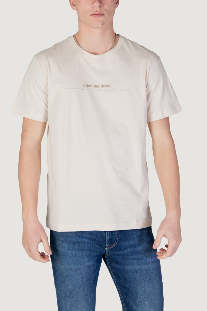 T-shirt Calvin Klein Jeans minimal logo tee Beige chiaro