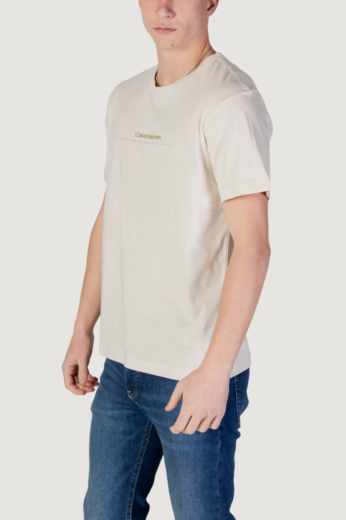 T-shirt Calvin Klein Jeans minimal logo tee Beige chiaro