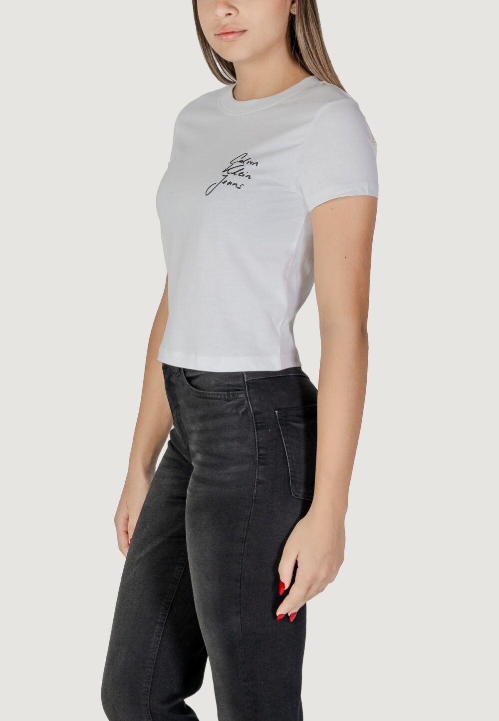 T-shirt Calvin Klein Jeans script institutional Bianco - Foto 2